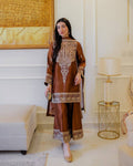 legance in Earth Tones: A Serene Moment on the Steps