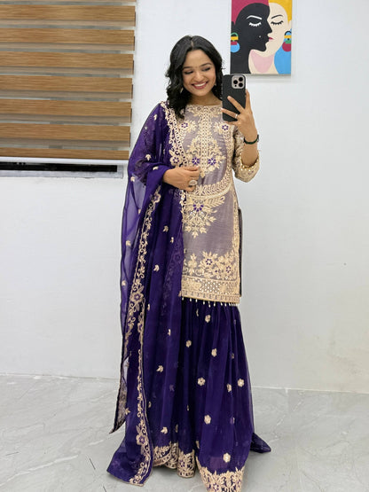 Luxury Wedding Special Purple Silk Outfit