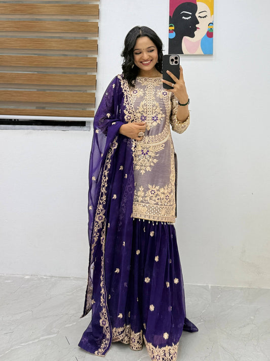 Luxury Wedding Special Purple Silk Outfit