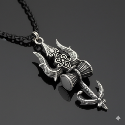 Handmade Shiv Trishul Damru Pendent