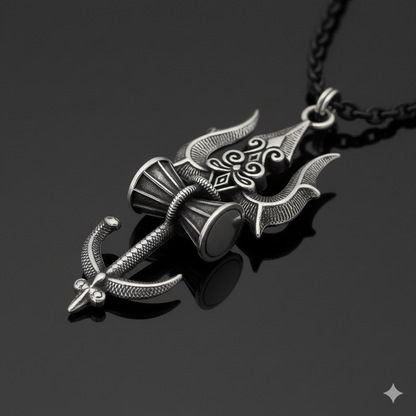 Handmade Shiv Trishul Damru Pendent