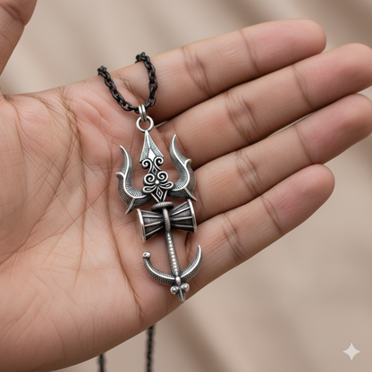 Handmade Shiv Trishul Damru Pendent