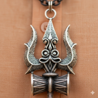 Handmade Shiv Trishul Damru Pendent