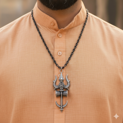 Handmade Shiv Trishul Damru Pendent