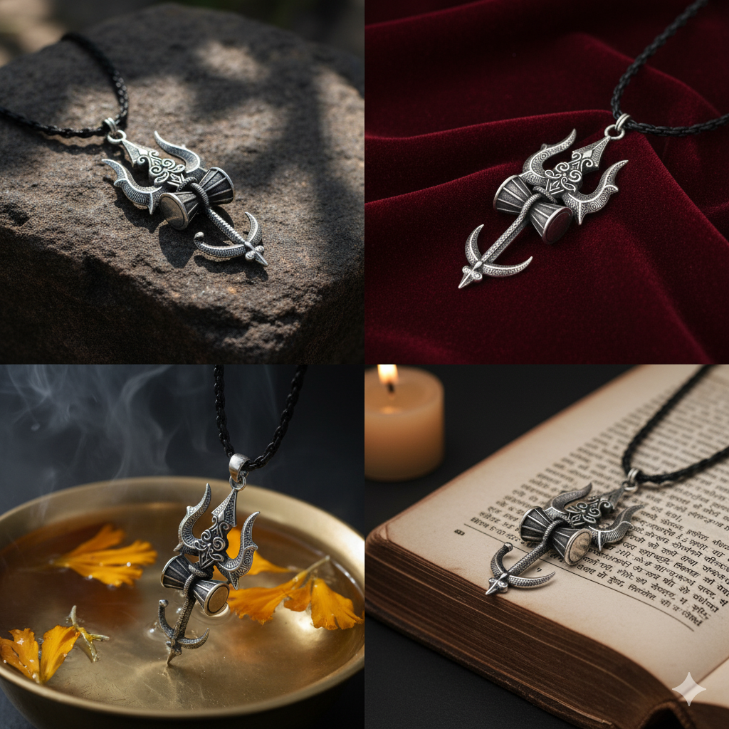 Handmade Shiv Trishul Damru Pendent
