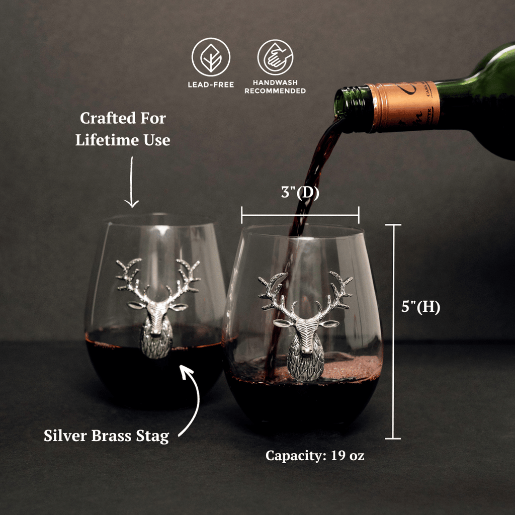 Silver Stag Deer Wine Glass