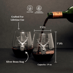 Silver Stag Deer Wine Glass