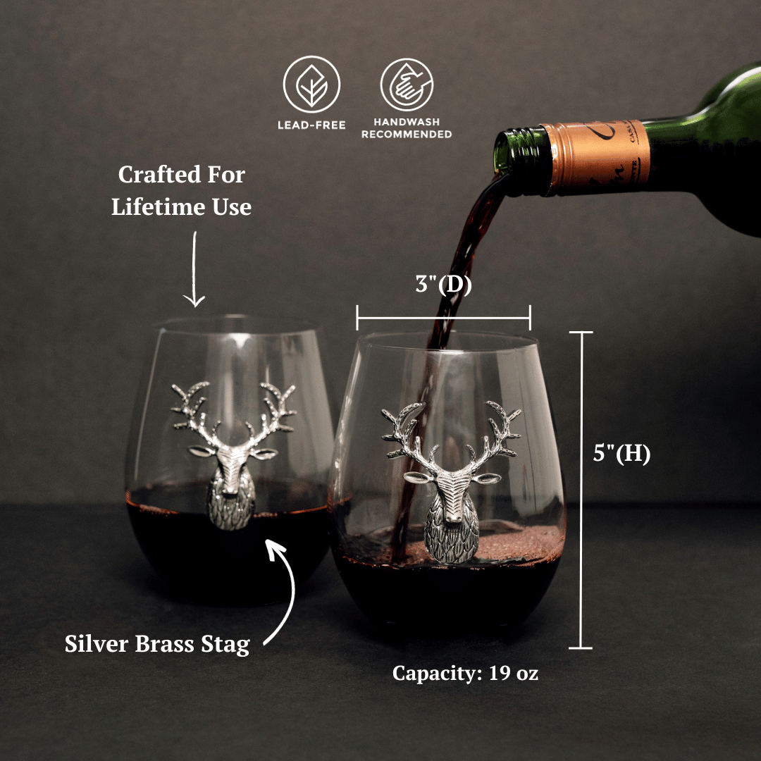 Silver Stag Deer Wine Glass